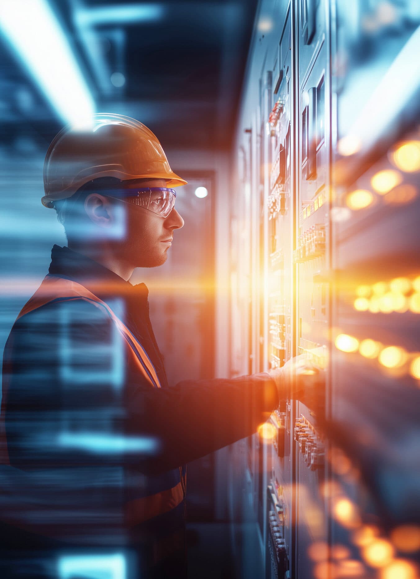 Tecnico Magneto Impianti al lavoro su un quadro elettrico